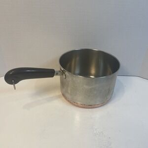 Revere Ware Saucepan 3 Qt Silver 1801 Copper Clad Bottom Stainless Steel no lid